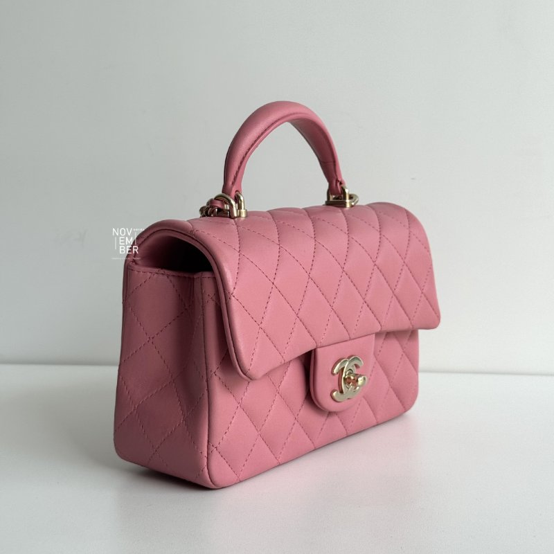 95新🆕 Chanel 香奈兒 mini CF handle 粉色金釦-1
