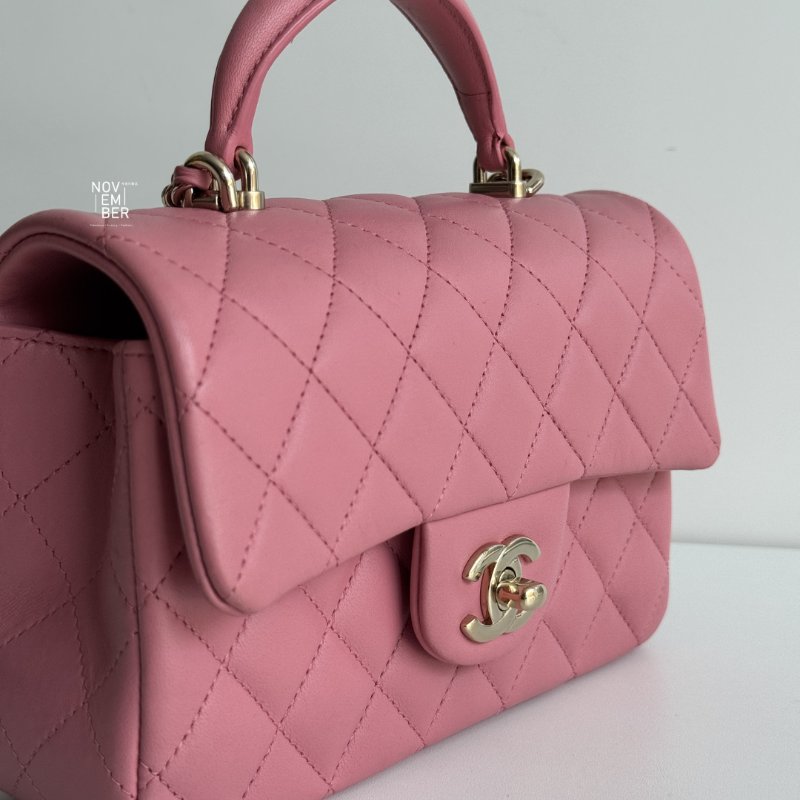 95新🆕 Chanel 香奈兒 mini CF handle 粉色金釦-2