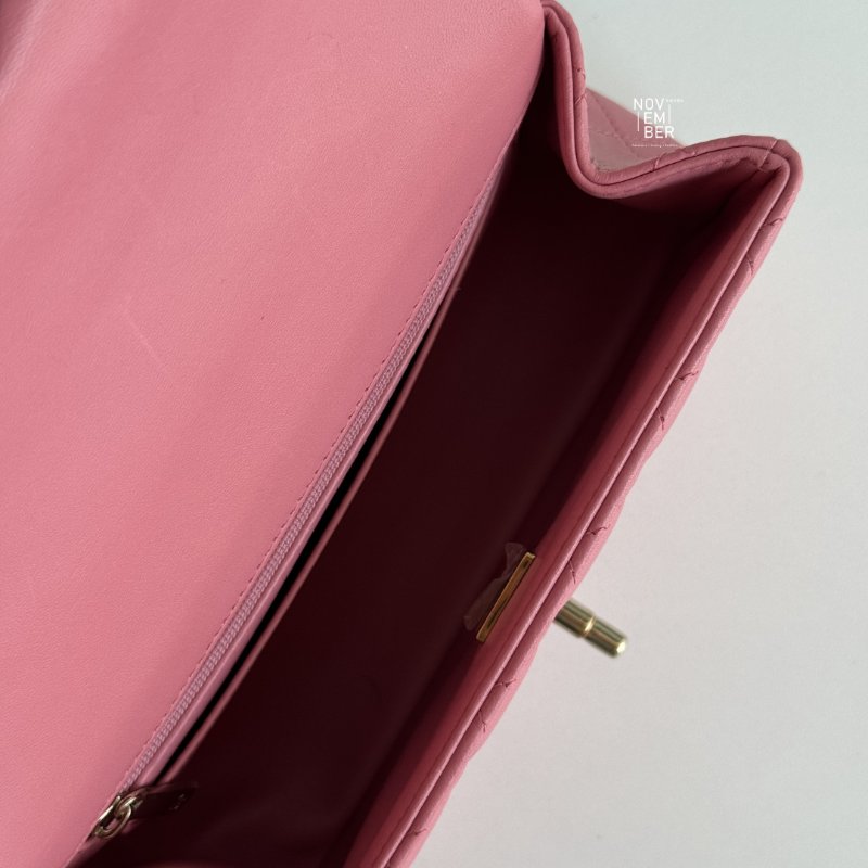 95新🆕 Chanel 香奈兒 mini CF handle 粉色金釦-4