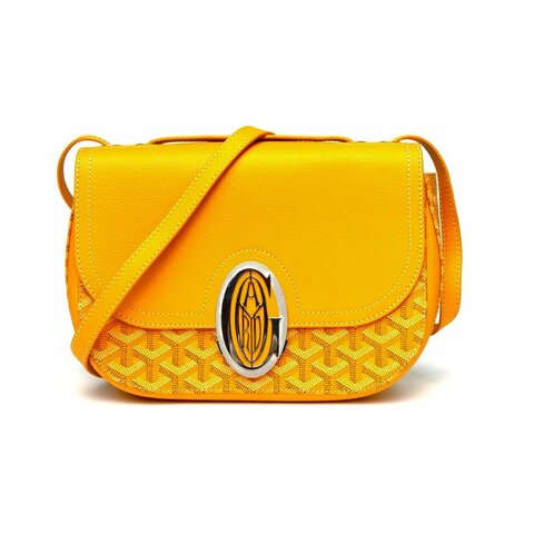 GOYARD 黃色PVC復古233系列郵差包肩帶可調節肩背包