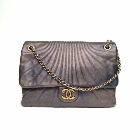 CHANEL 漸變色牛皮13開金扣CFMAX炫彩漸變機場包肩背包