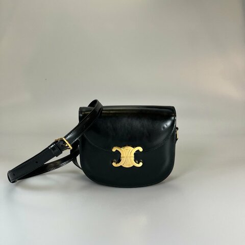 CELINE  黑金皮革馬鞍包