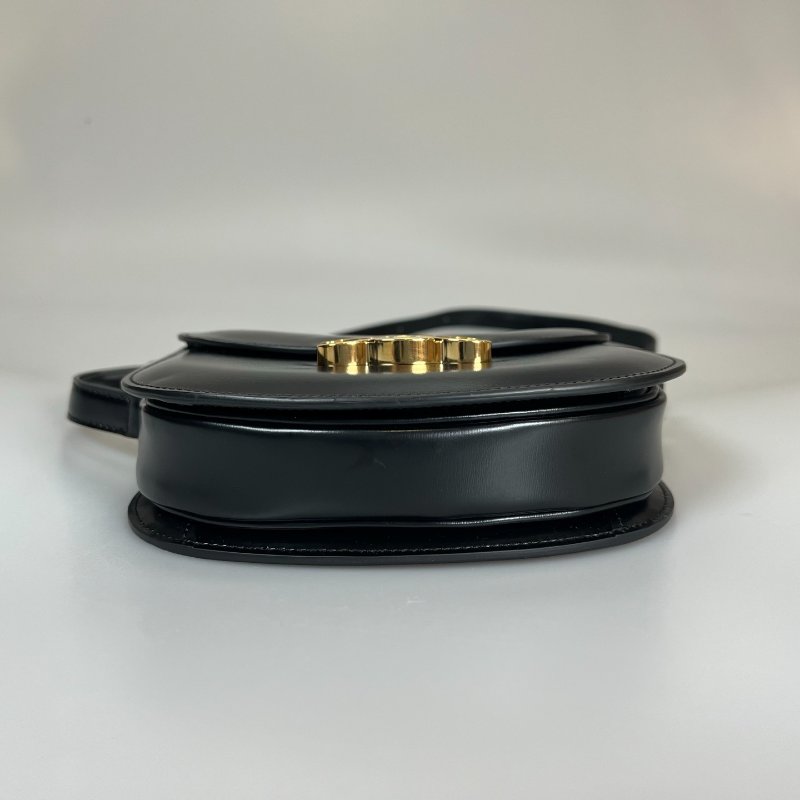 CELINE  黑金皮革馬鞍包-4