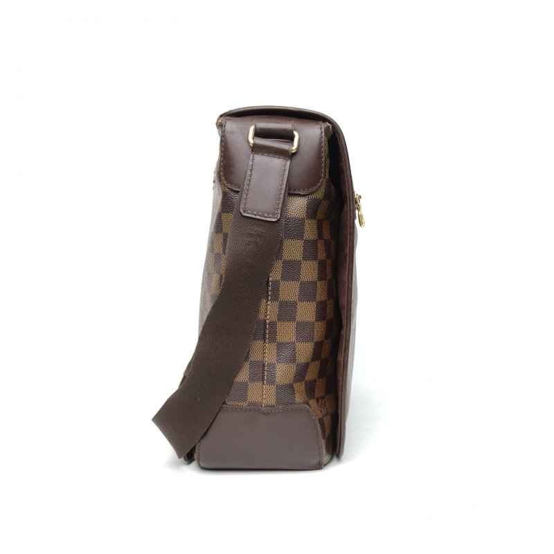LOUIS VUITTON 棕色棋盤格PVC2008男士電腦包大號郵差包肩背包-3