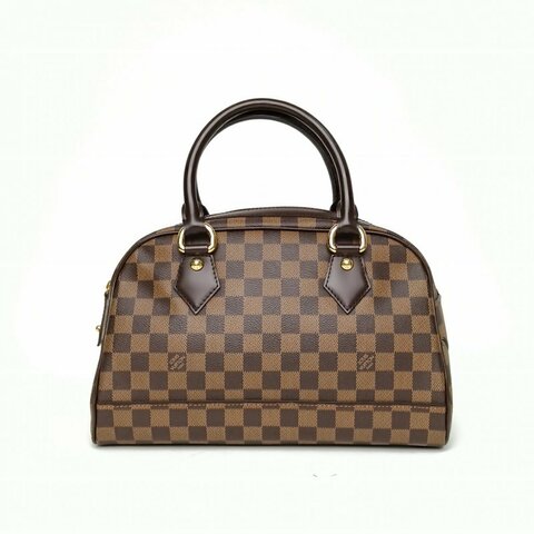 LOUIS VUITTON 棕色棋盤格2007中古Duomo保齡球包元寶包肩背包