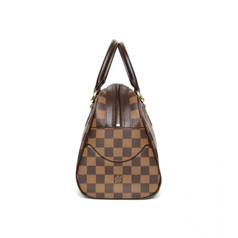 LOUIS VUITTON 棕色棋盤格2007中古Duomo保齡球包元寶包肩背包-1