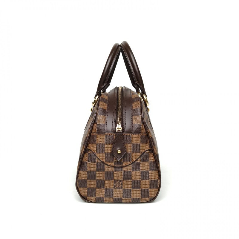 LOUIS VUITTON 棕色棋盤格2007中古Duomo保齡球包元寶包肩背包-3