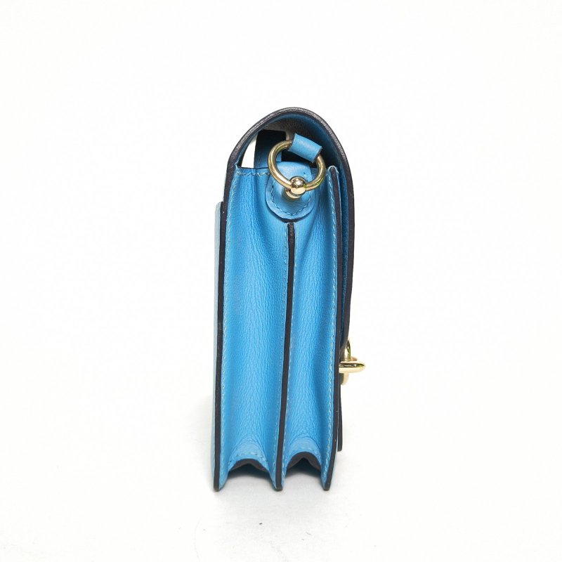 HERMES Roulis豬鼻子19P3北方藍EC皮D刻金扣肩背包-1