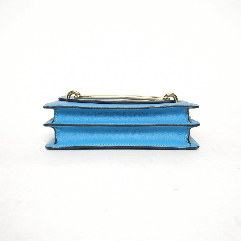 HERMES Roulis豬鼻子19P3北方藍EC皮D刻金扣肩背包-4