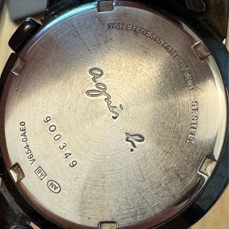 Agnes b三眼黑金38mm不銹鋼石英錶-6