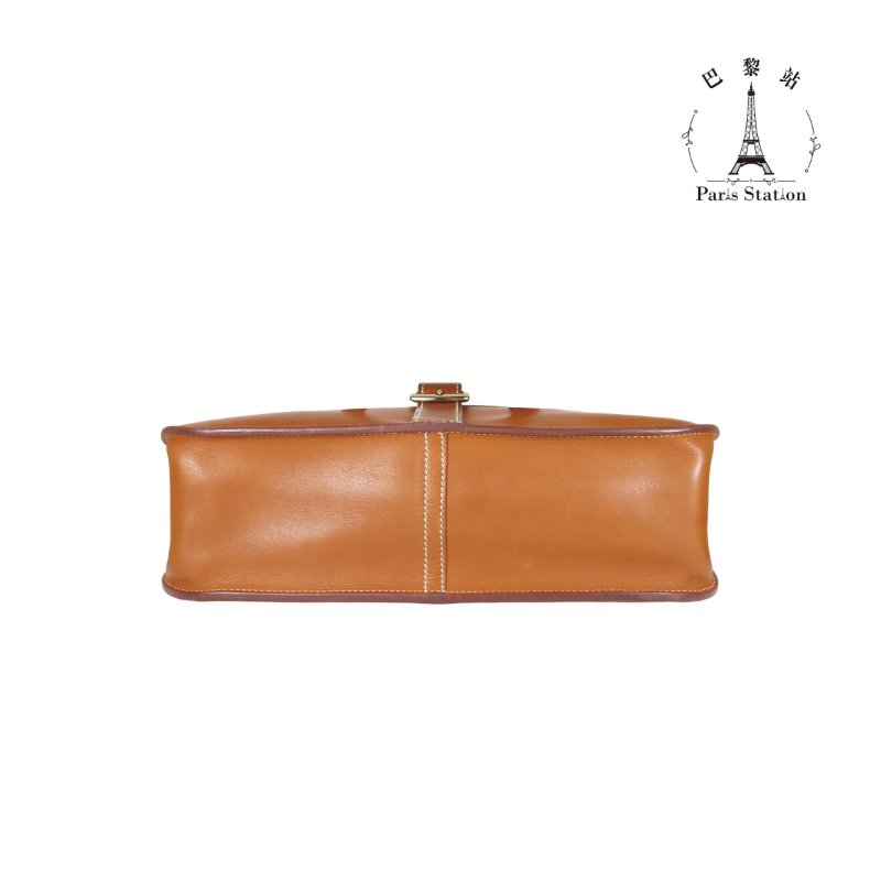 【巴黎站二手名牌專賣店】＊現貨＊HERMES 愛馬仕 真品＊X刻HALZAN 31金棕色皮革銀釦斜背肩背包-2