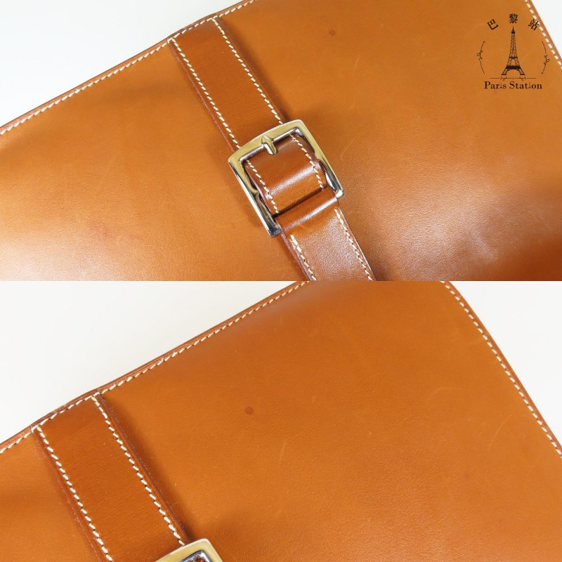 【巴黎站二手名牌專賣店】＊現貨＊HERMES 愛馬仕 真品＊X刻HALZAN 31金棕色皮革銀釦斜背肩背包-5