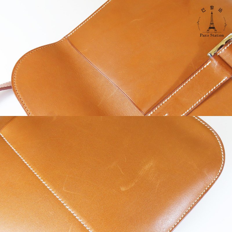 【巴黎站二手名牌專賣店】＊現貨＊HERMES 愛馬仕 真品＊X刻HALZAN 31金棕色皮革銀釦斜背肩背包-6