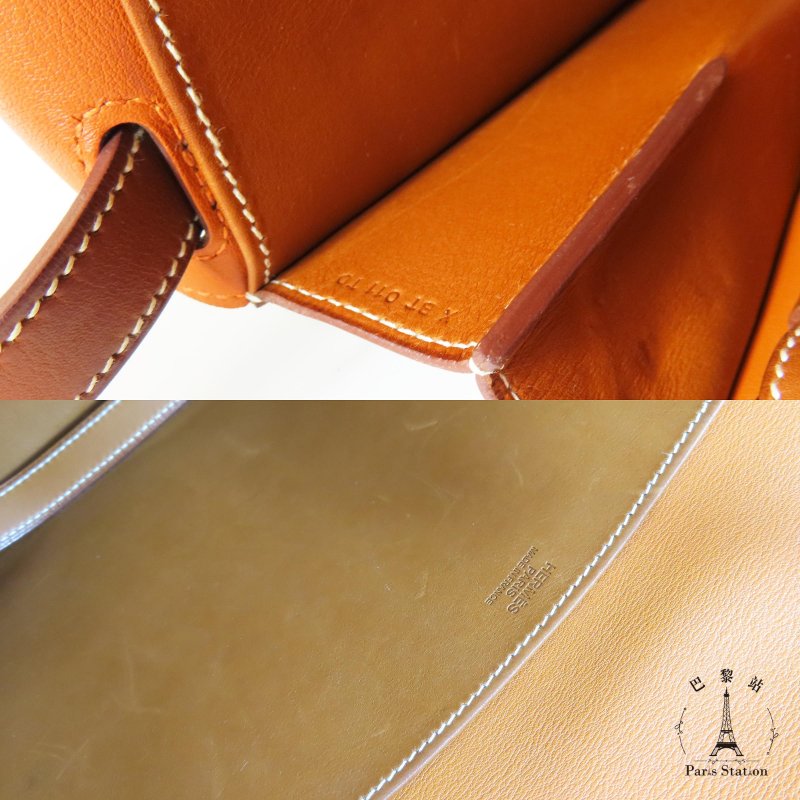 【巴黎站二手名牌專賣店】＊現貨＊HERMES 愛馬仕 真品＊X刻HALZAN 31金棕色皮革銀釦斜背肩背包-8