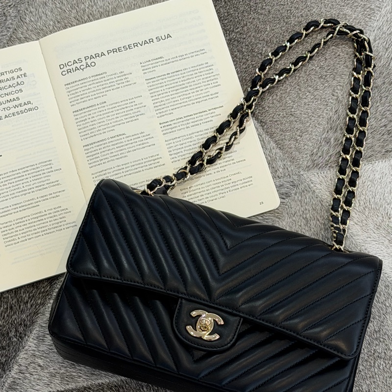 CHANEL黑淡金山型紋COCO25/23-1