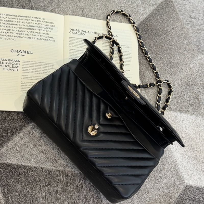 CHANEL黑淡金山型紋COCO25/23-9