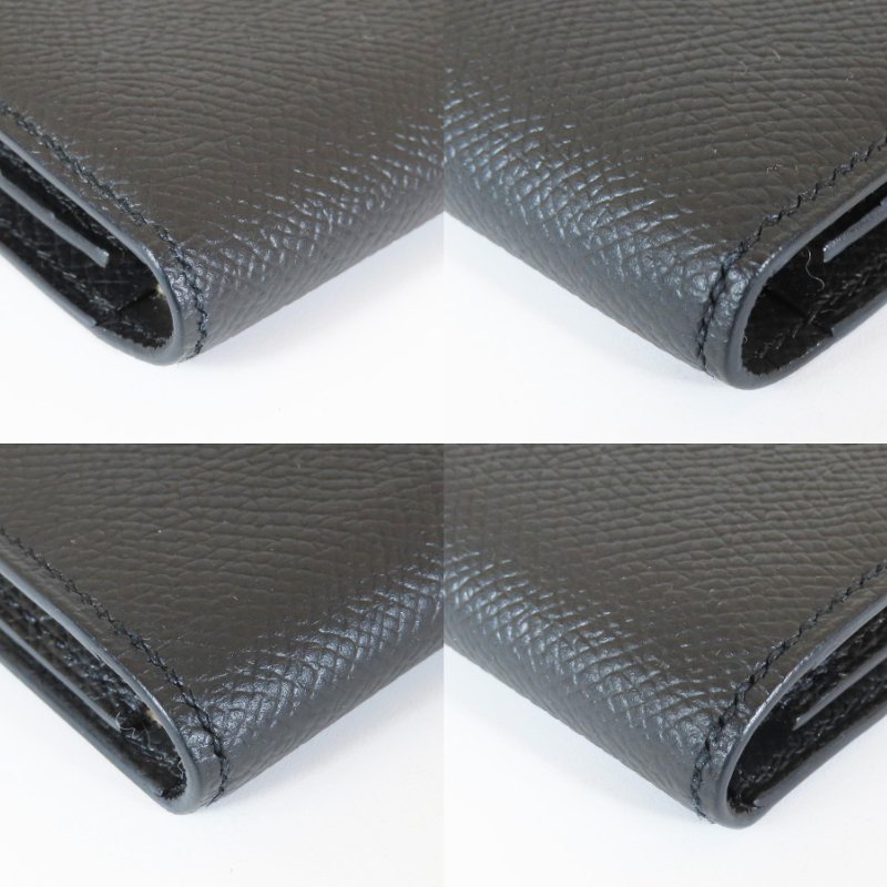 【巴黎站二手名牌專賣店】＊現貨＊HERMES 愛馬仕 真品＊Y刻黑色皮革金色H釦對折長夾-4