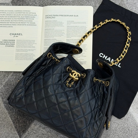 CHANEL 25BAG黑色金釦 小款 晶片