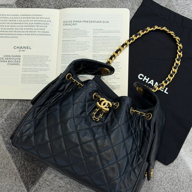 CHANEL 25BAG黑色金釦 小款 晶片-0