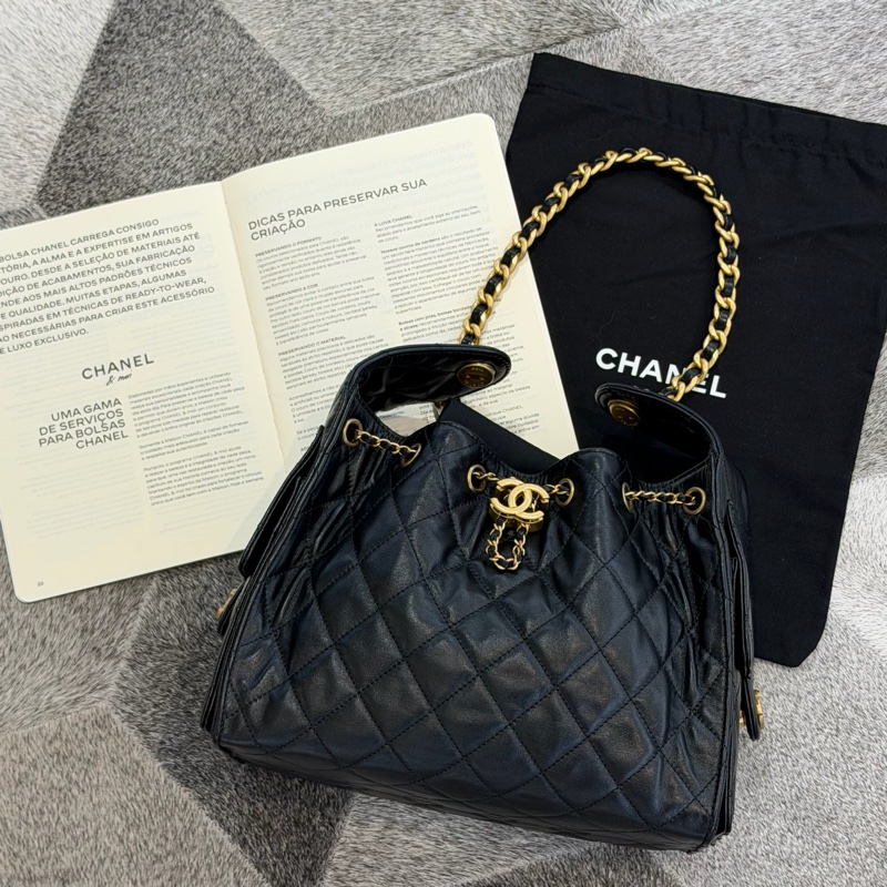 CHANEL 25BAG黑色金釦 小款 晶片-1