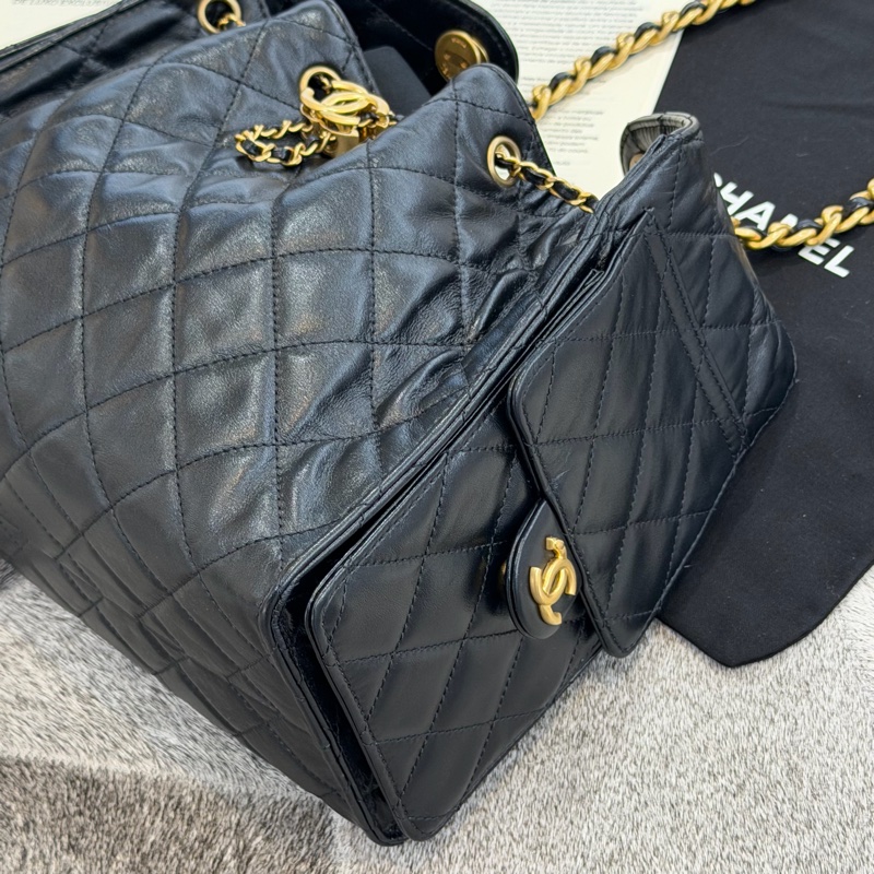 CHANEL 25BAG黑色金釦 小款 晶片-2