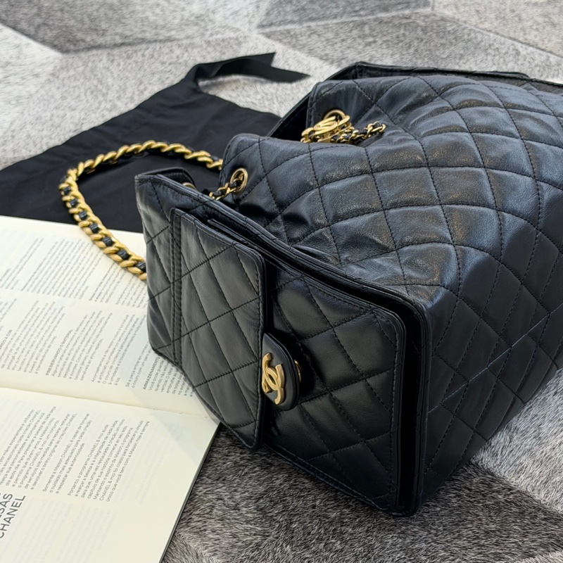 CHANEL 25BAG黑色金釦 小款 晶片-3
