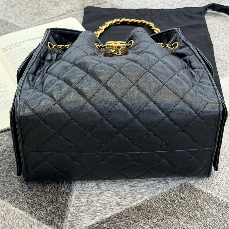 CHANEL 25BAG黑色金釦 小款 晶片-4