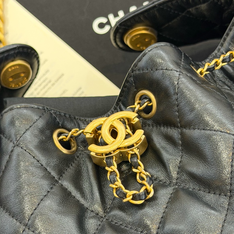 CHANEL 25BAG黑色金釦 小款 晶片-5