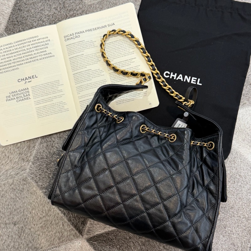 CHANEL 25BAG黑色金釦 小款 晶片-6