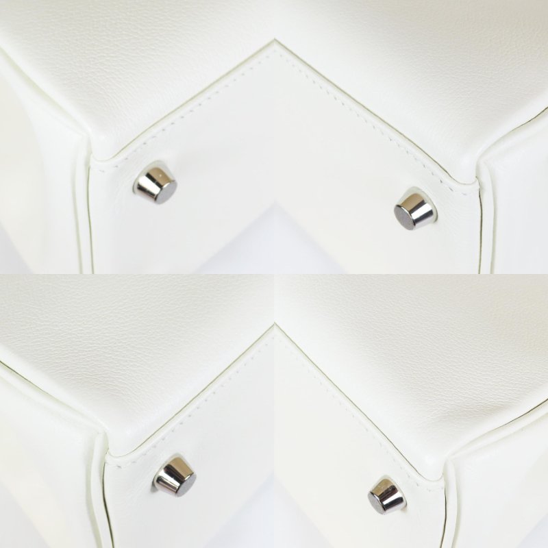 【巴黎站二手名牌專賣店】＊現貨＊HERMES 愛馬仕 真品＊U刻奶昔白銀扣KELLY28 手提包 肩背包-5