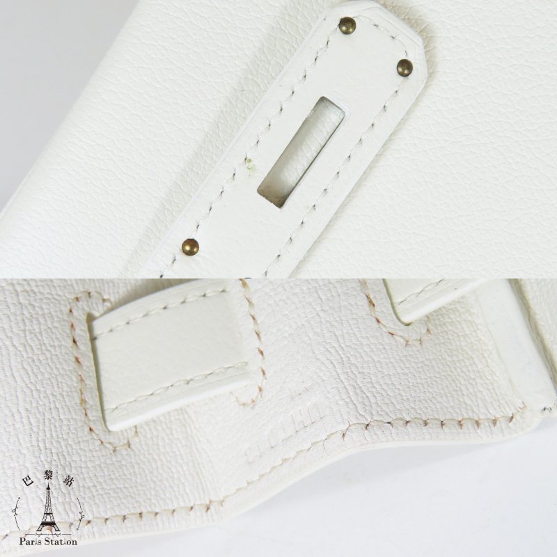 【巴黎站二手名牌專賣店】＊現貨＊HERMES 愛馬仕 真品＊U刻奶昔白銀扣KELLY28 手提包 肩背包-6