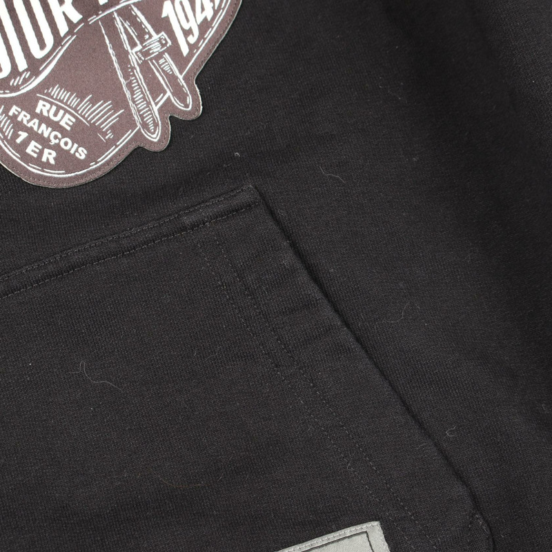 Christian Dior Archive 貼片連帽衫，拉絨內襯，純棉材質，黑色，二手，XL 碼-5