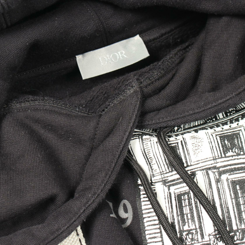 Christian Dior Archive 貼片連帽衫，拉絨內襯，純棉材質，黑色，二手，XL 碼-6