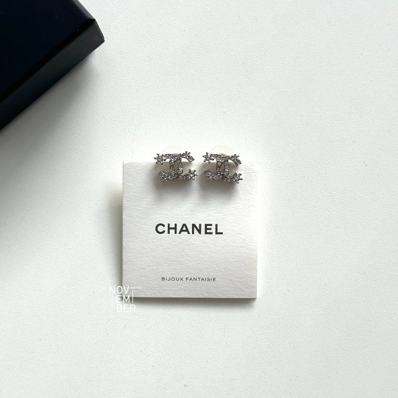 全新✨ Chanel 香奈兒 雙C滿鑽耳環-6