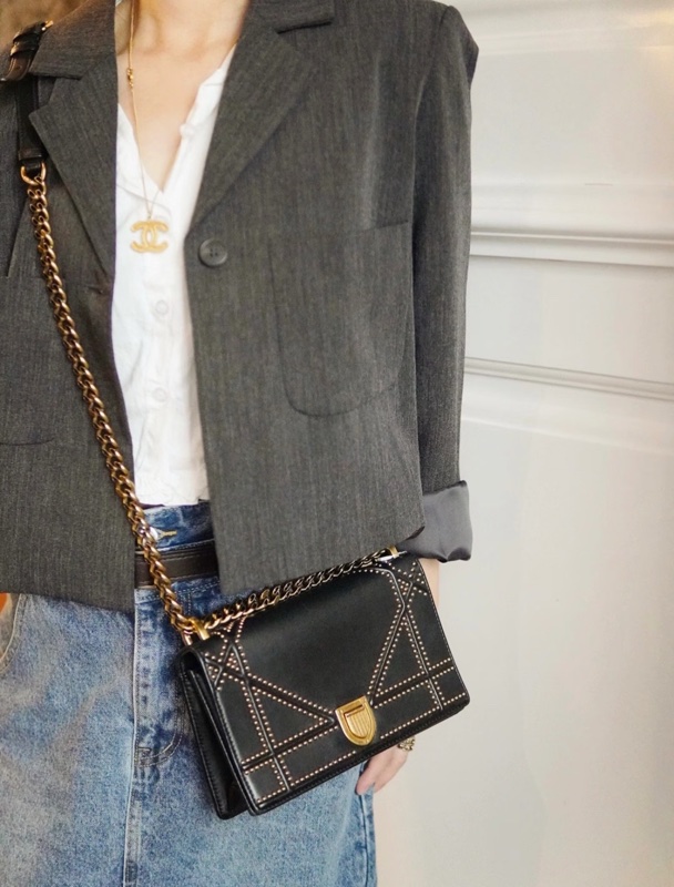 【什麼❗️兩萬多的包現在只要幾千😱】Dior鉚釘盾牌包中號黑色 盾牌包｜黑金鈕釘-1