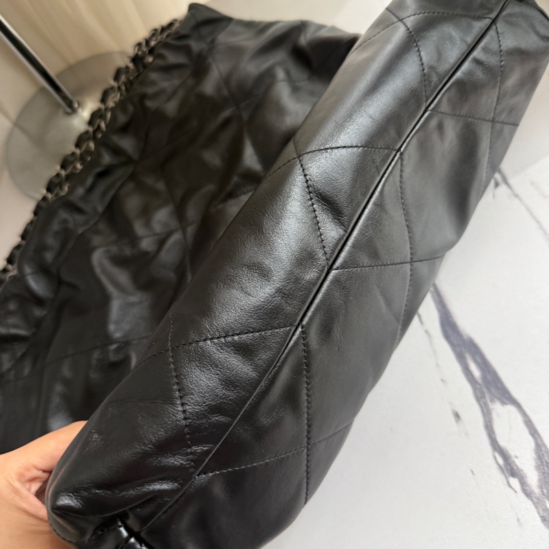 香奈兒垃圾袋中號黑色銀字 22bag 全配-7