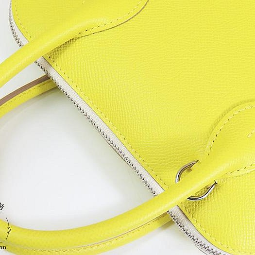 【巴黎站二手名牌專賣店】＊現貨＊HERMES 愛馬仕 真品＊U刻BOLIDE 25黃粉拼色皮革柏莉包 手提肩背斜背包-5