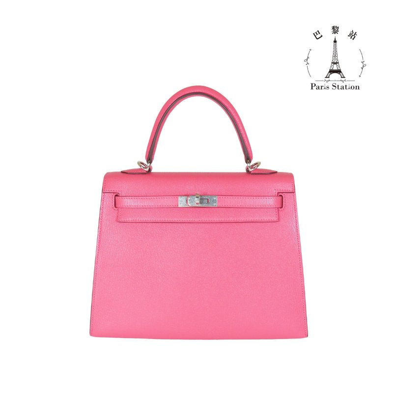 【巴黎站二手名牌專賣店】＊現貨＊HERMES 愛馬仕 真品＊Y刻唇膏粉銀釦外縫KELLY25 手提包 肩背包-0