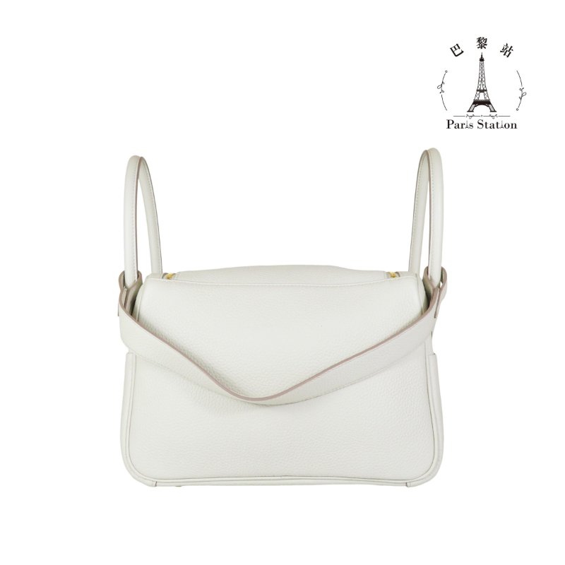 【巴黎站二手名牌專賣店】＊現貨＊HERMES 愛馬仕 真品＊B刻8L冰川白皮革金釦LINDY 26手提肩背包-1