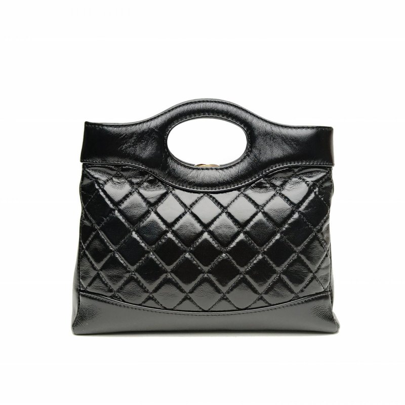 CHANEL 31Bag24B/23*22黑色羊皮晶片開金扣肩背包-2