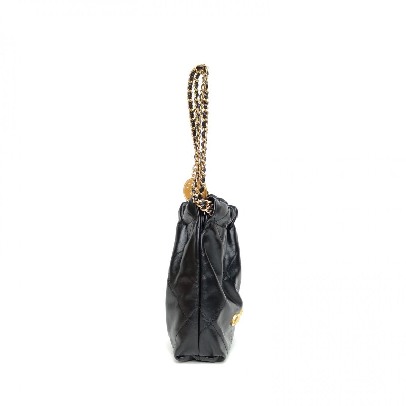 CHANEL 22BagTote托特包Mini黑色牛皮晶片開金扣肩背包-3