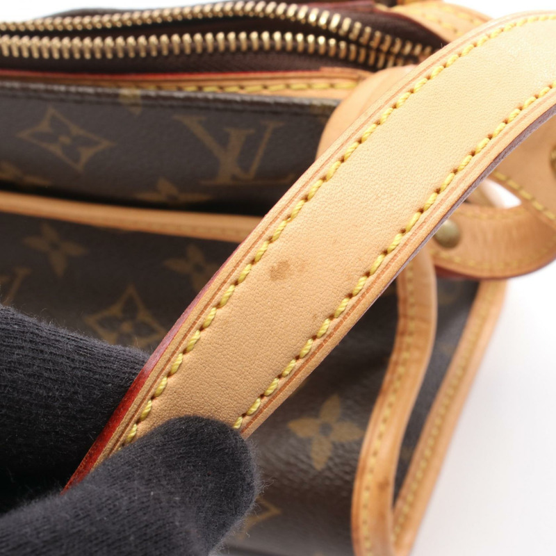 棕色 原花 帆布 Popincourt Long 肩背包【LOUIS VUITTON LV 路易威登】 M40008-9