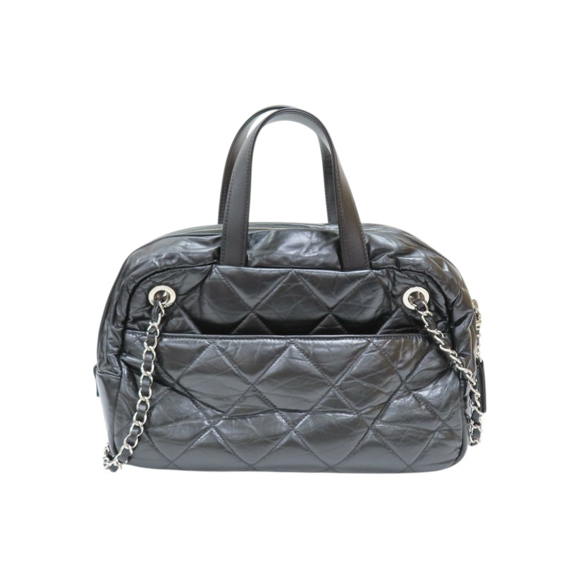 黑色 菱格紋 羊皮 Express Bowling 兩用包【CHANEL 香奈兒】-1