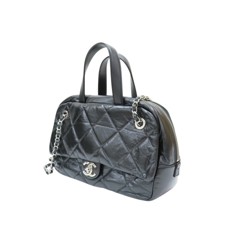 黑色 菱格紋 羊皮 Express Bowling 兩用包【CHANEL 香奈兒】-2