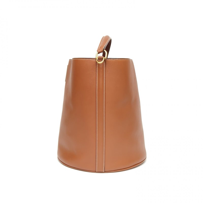 CELINE Bucket16水桶包中號褐色牛皮金扣肩背包-1