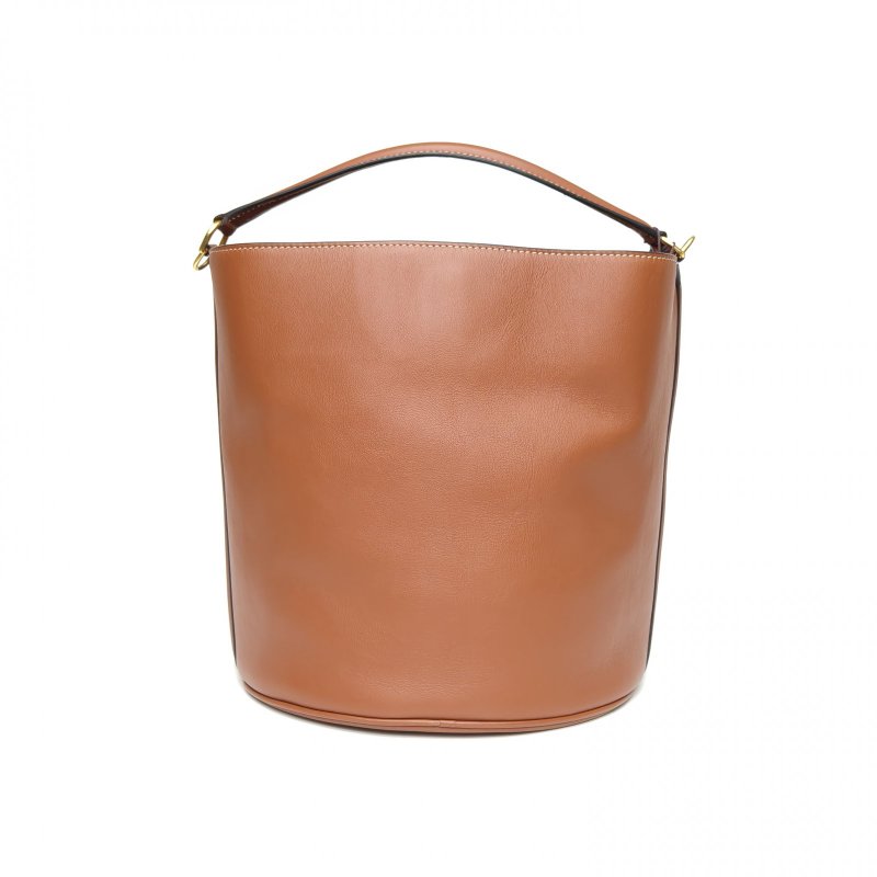 CELINE Bucket16水桶包中號褐色牛皮金扣肩背包-3