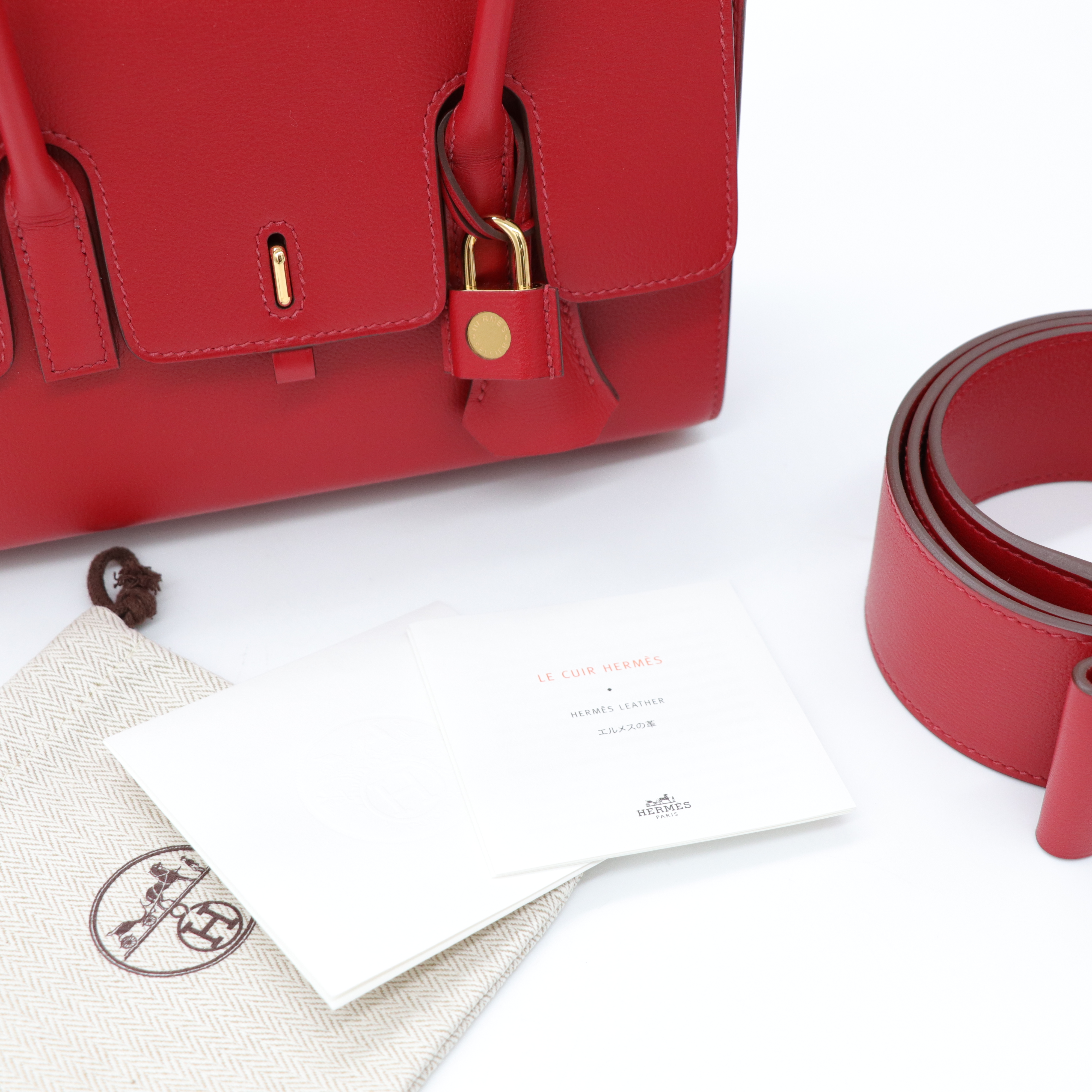 Hermès 愛馬仕 New Drag 蘋果紅 Swift 牛皮 手提包 醫生包 U 刻-12