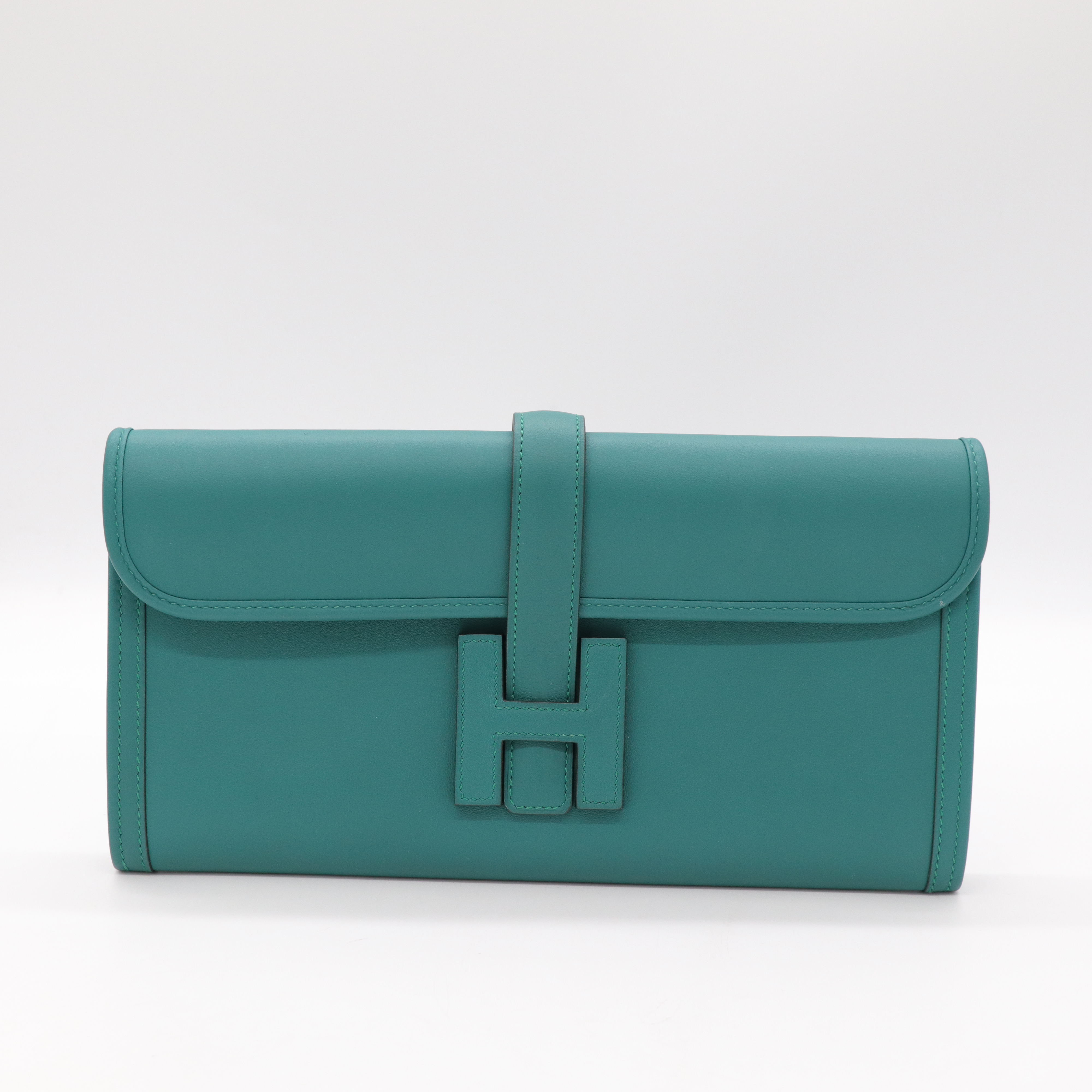 Hermès 愛馬仕 Jige Elan 29 Swift 絲絨綠 手拿包 A 刻-1