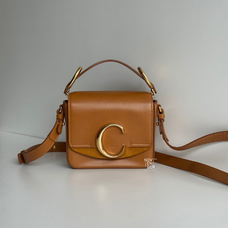 98新🆕 Chloé 克羅伊 C Bag Mini 焦糖棕-0