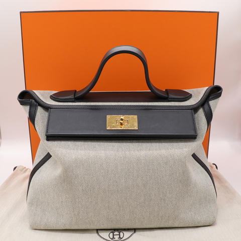 Hermès 愛馬仕 24/24  89黑色 Ecru色 Swift牛皮 Toile H 帆布 金扣 Z刻 2021年